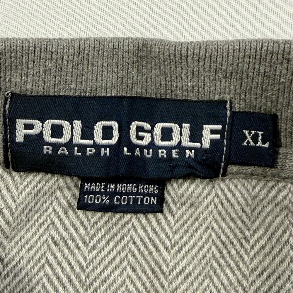 Polo Ralph Lauren Polo Golf Shirt Mens‎ XL Gray Herringbone Cotton Short Sleeve